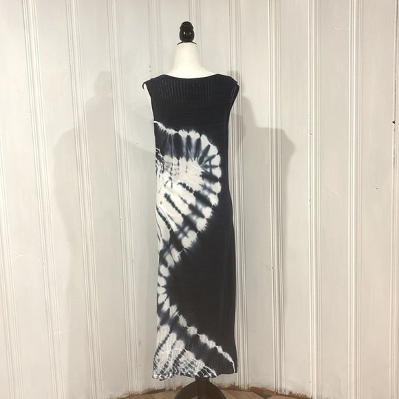 Tie dye VINTAGE CONCEPT navy blue and white maxi dress - Picture 3 of 7